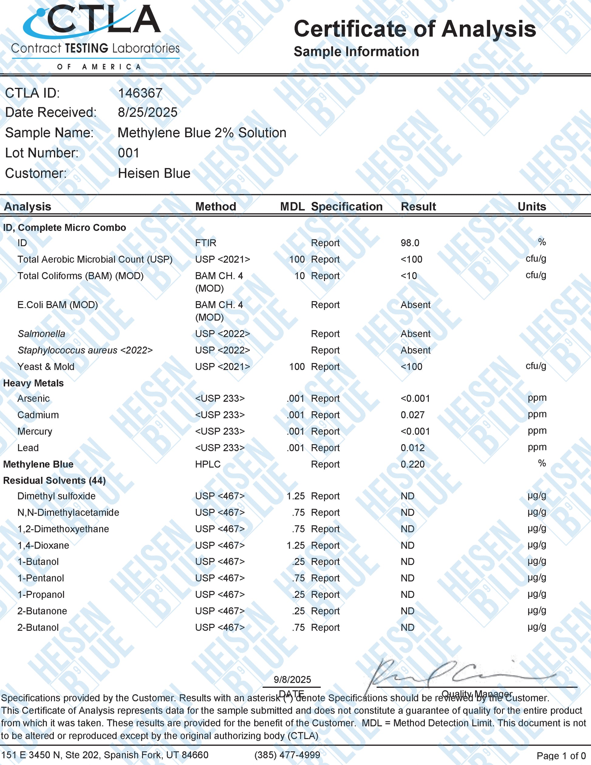 Methylene Blue 2% Solution - 120ml - Large
