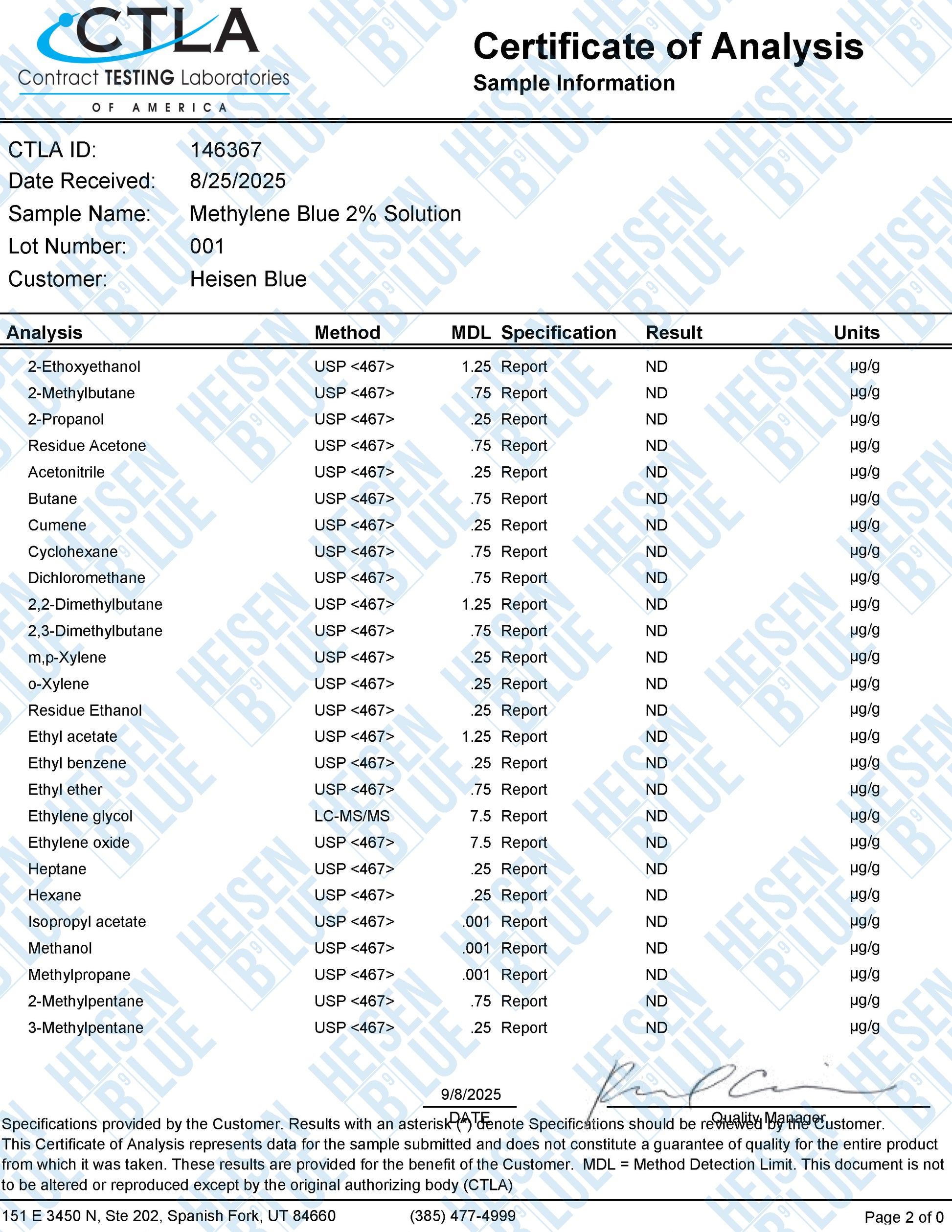 Methylene Blue 2% Solution - 120ml - Large