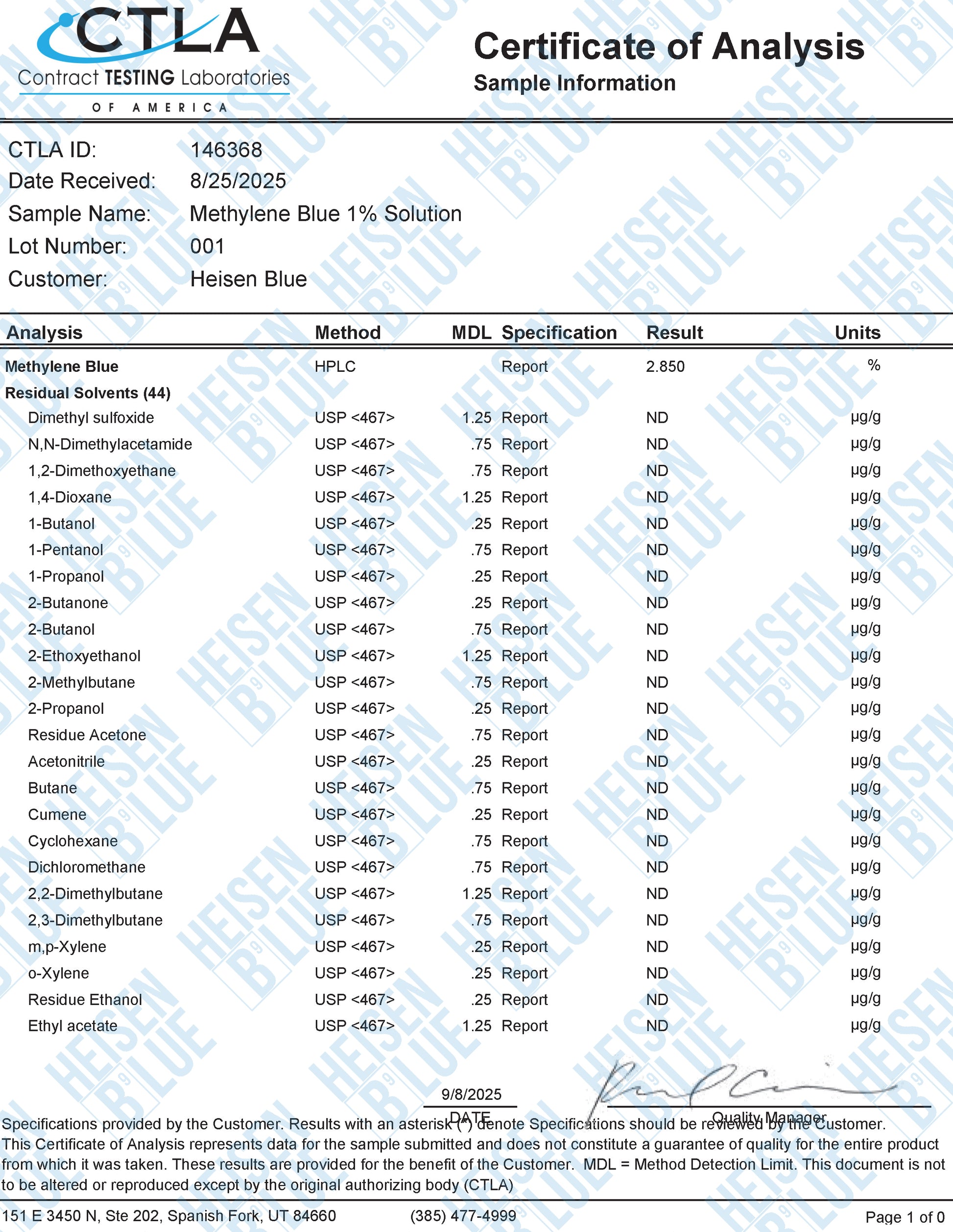 Methylene Blue 1% Solution - 120ml - Large