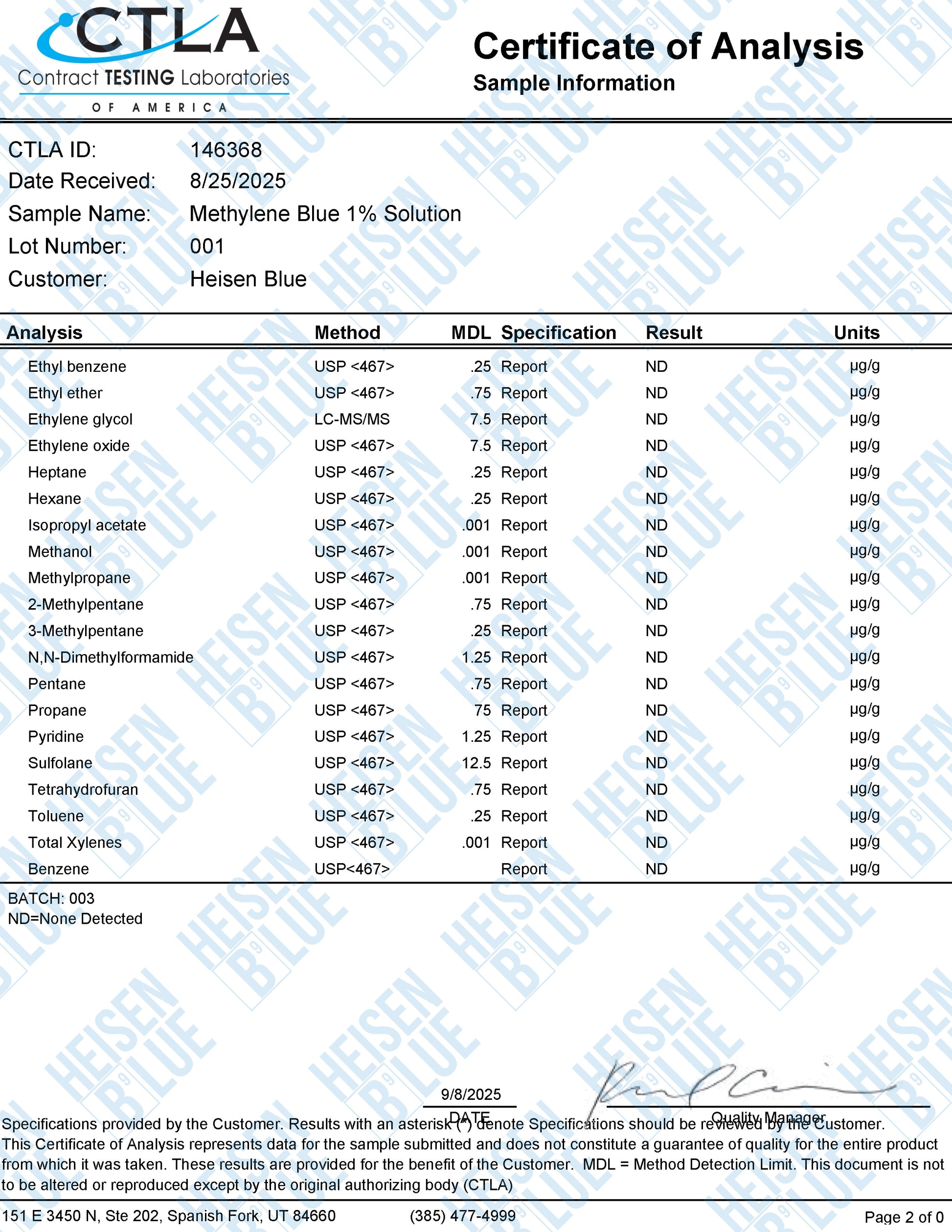 Methylene Blue 1% Solution - 120ml - Large