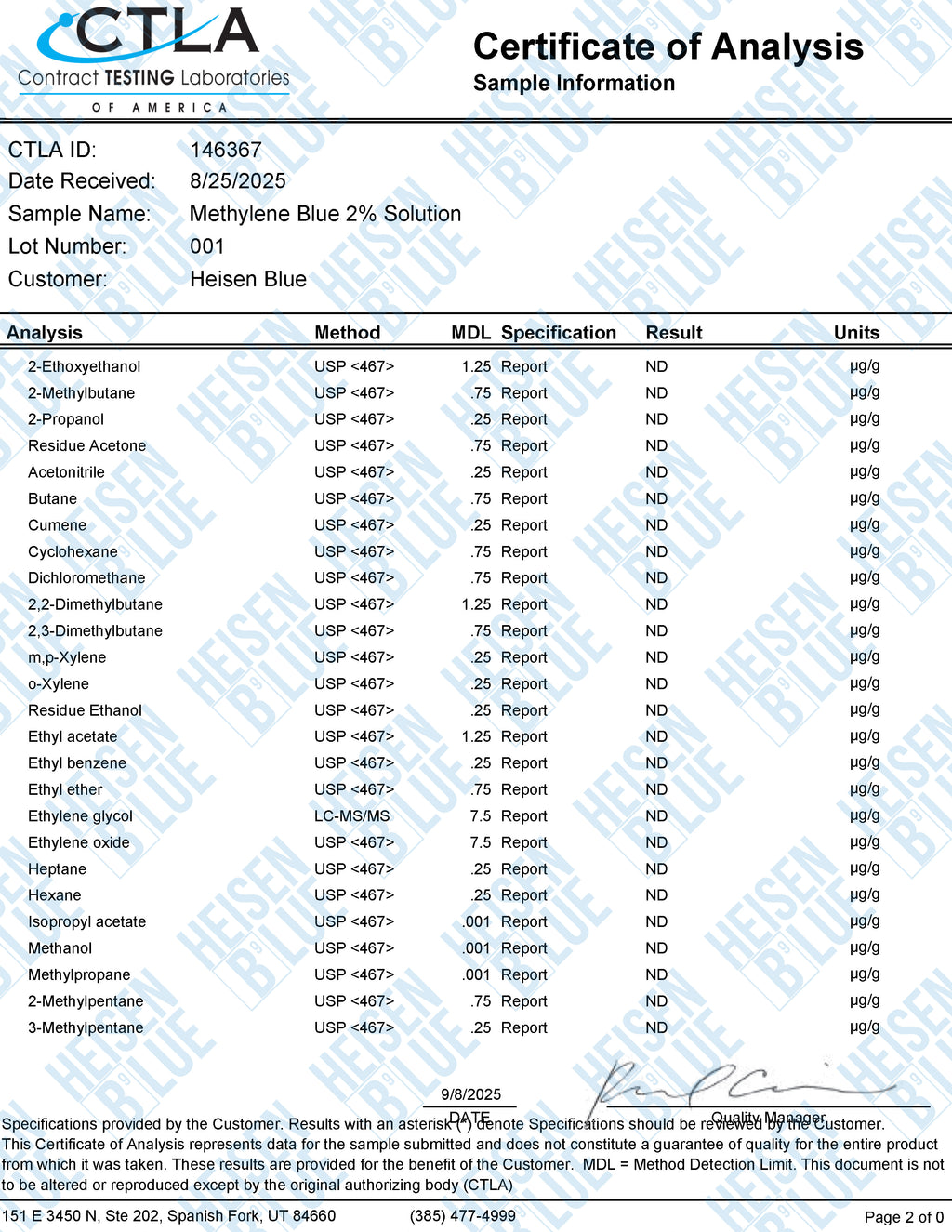 Methylene Blue 2% Solution - 120ml - Large