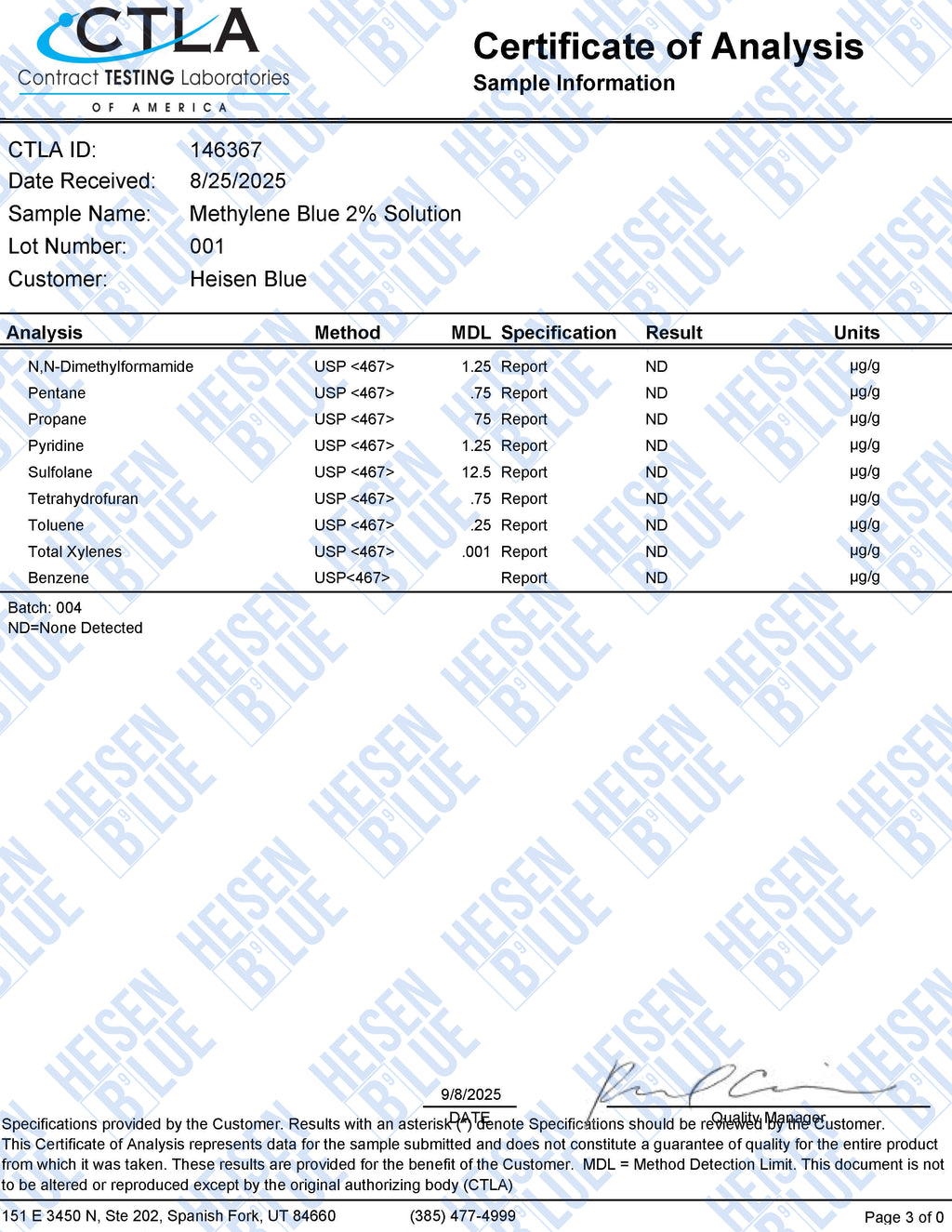 1% Methylene Blue Solution - 30ml - Small