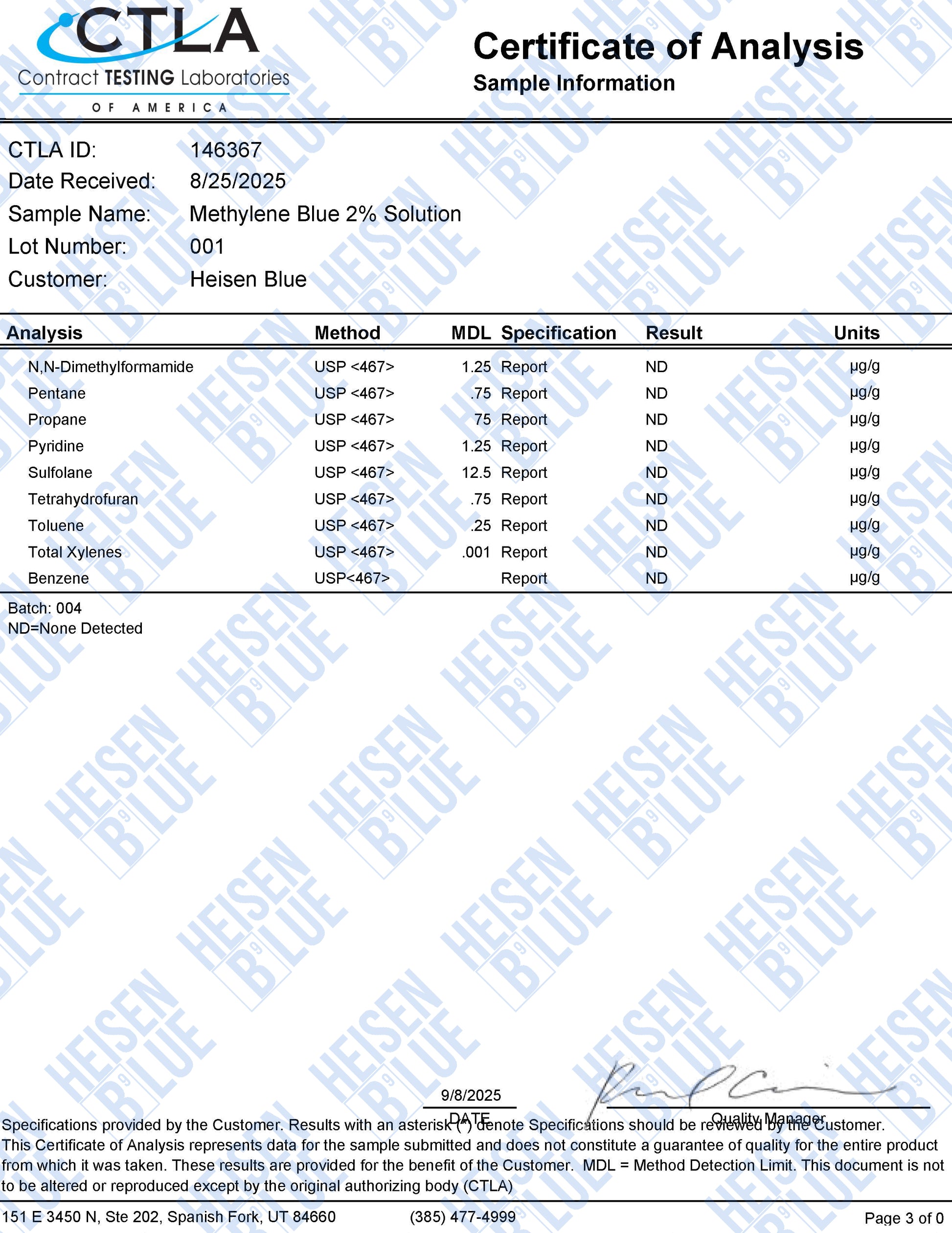 1% Methylene Blue Solution - 30ml - Small