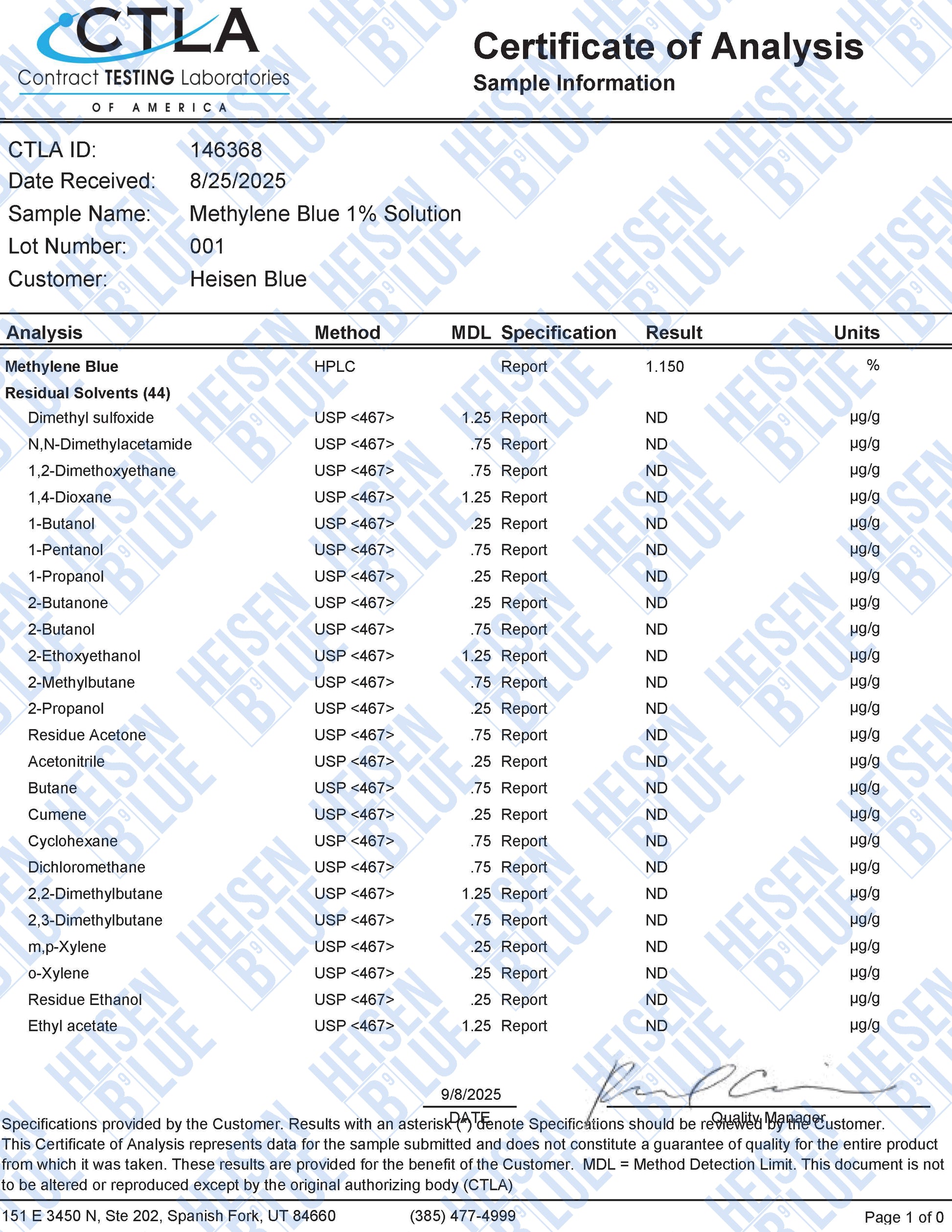1% Methylene Blue Solution - 30ml - Small