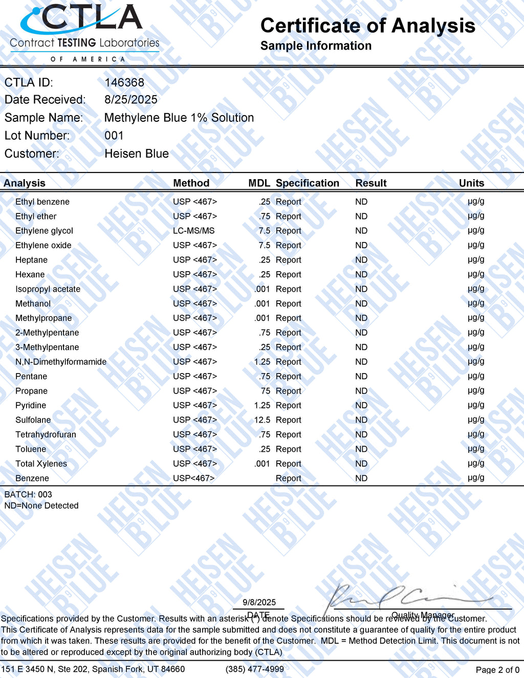 1% Methylene Blue Solution - 30ml - Small