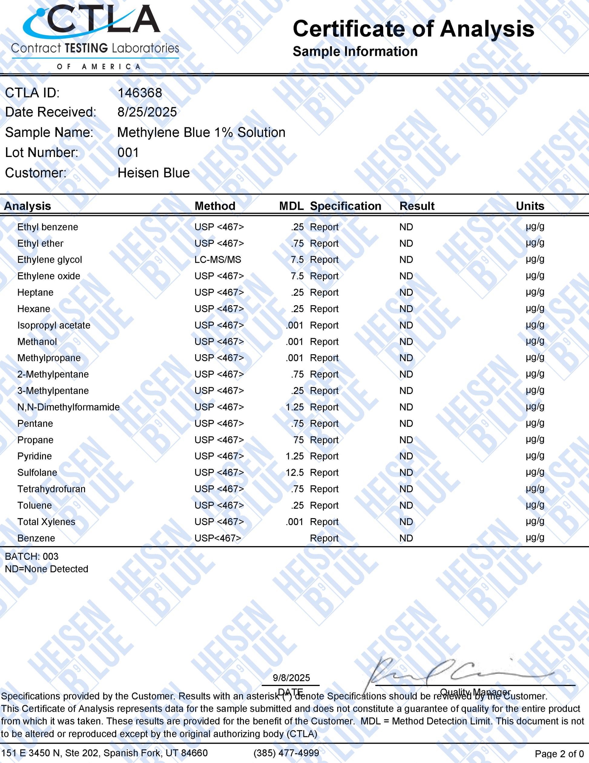 1% Methylene Blue Solution - 30ml - Small