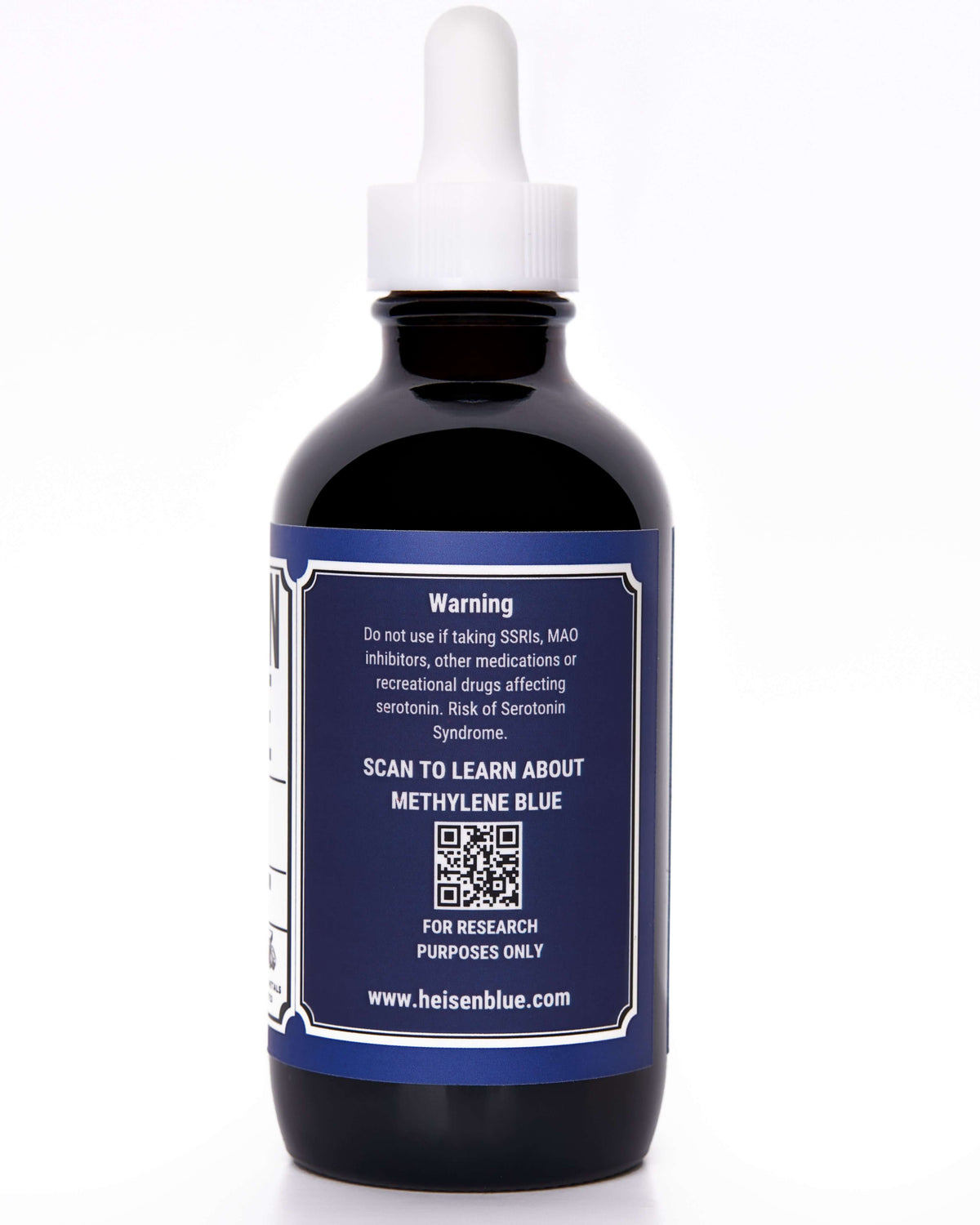 Methylene Blue bottle - back label